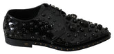 Dolce & Gabbana Black Leather Crystals Dress Broque Shoes